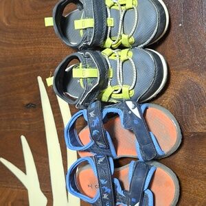 7 Kids Carters Shark Sandals And Grey & Green Closed Toe Sandals